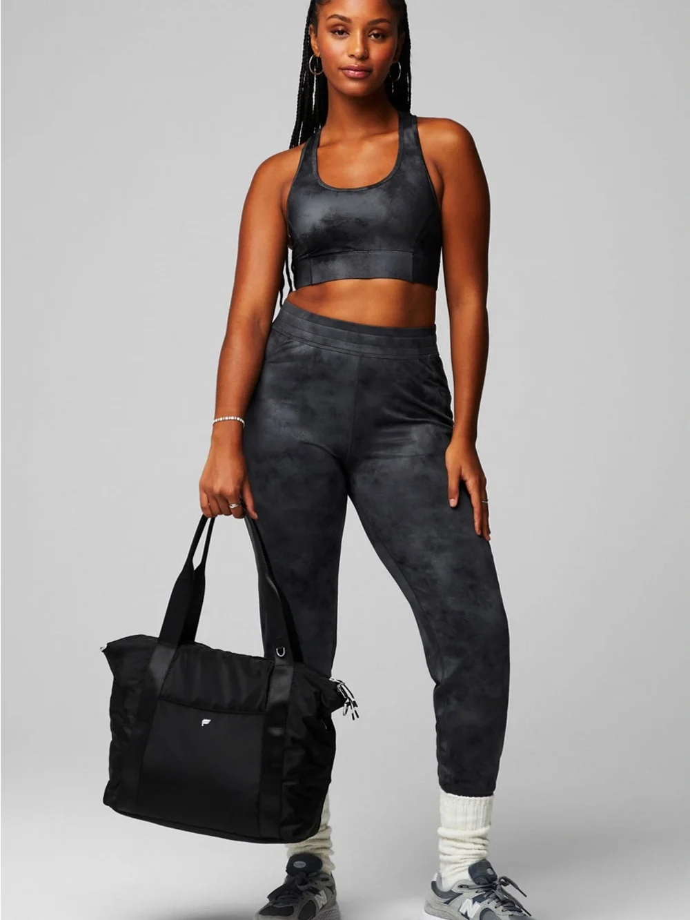 Fabletics Black Weekender Duffel Gym Travel Tote Carry-On Laptop School Bag